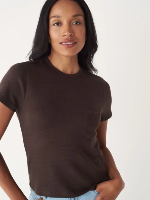 The Fluid Linen T-Shirt in Dark Brown made by Frank & Oak