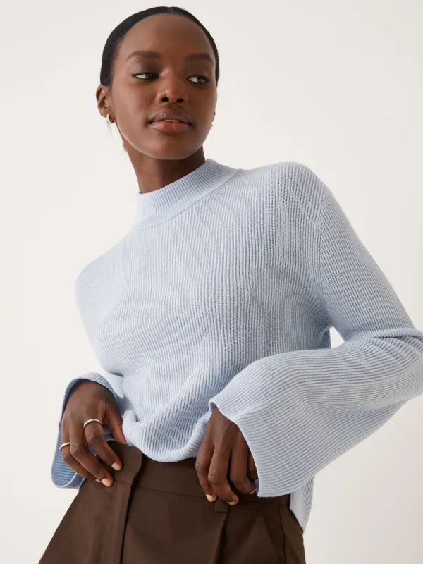 The Merino Wool Mockneck Sweater in Ash Blue sold by Frank & Oak