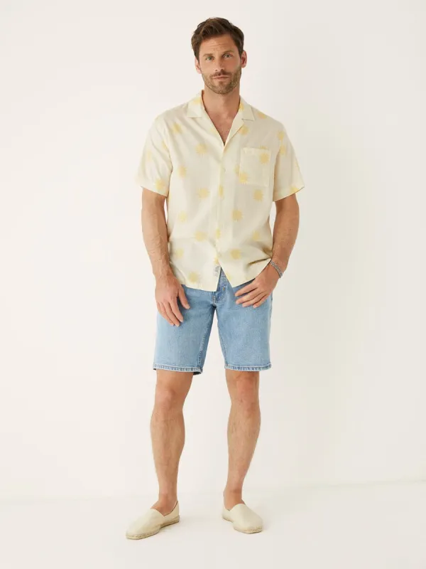 The Sun Print Camp Collar in Ivory Cream sold by Frank & Oak
