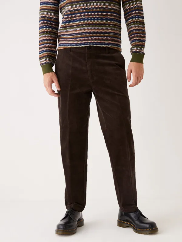 The Cropped Tapered Fit Corduroy Pant in Brown sold by Frank & Oak