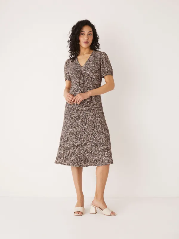 The Short Sleeve Printed Dress in Black sold by Frank & Oak