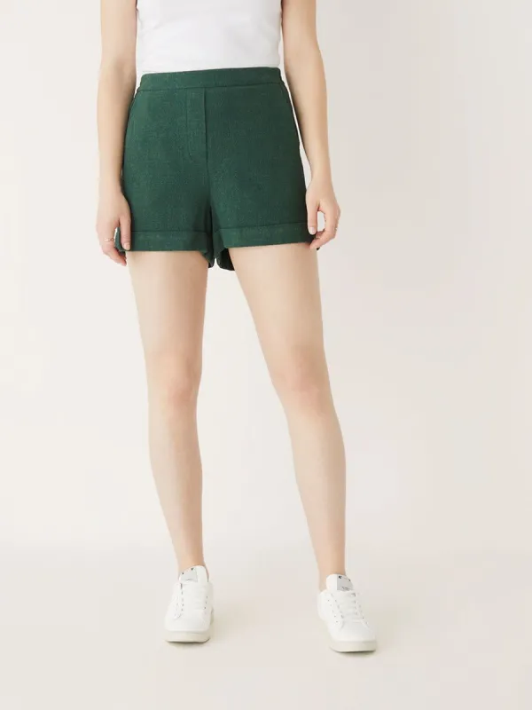 The Annie Linen Short in Dark Green sold by Frank & Oak