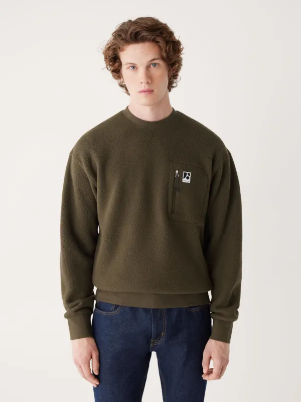 The Explorer Polar Fleece Crewneck in Dark Taupe sold by Frank & Oak