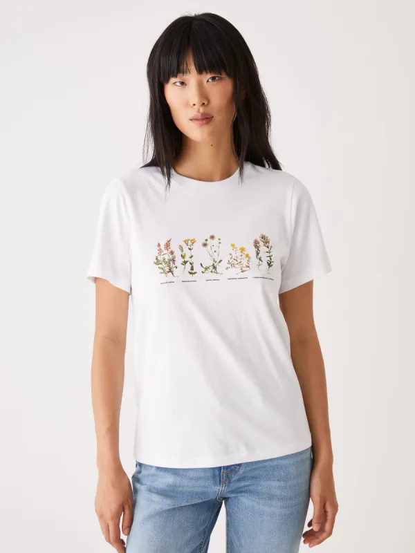 The Botanical Print Essential T-Shirt in Bright White sold by Frank & Oak
