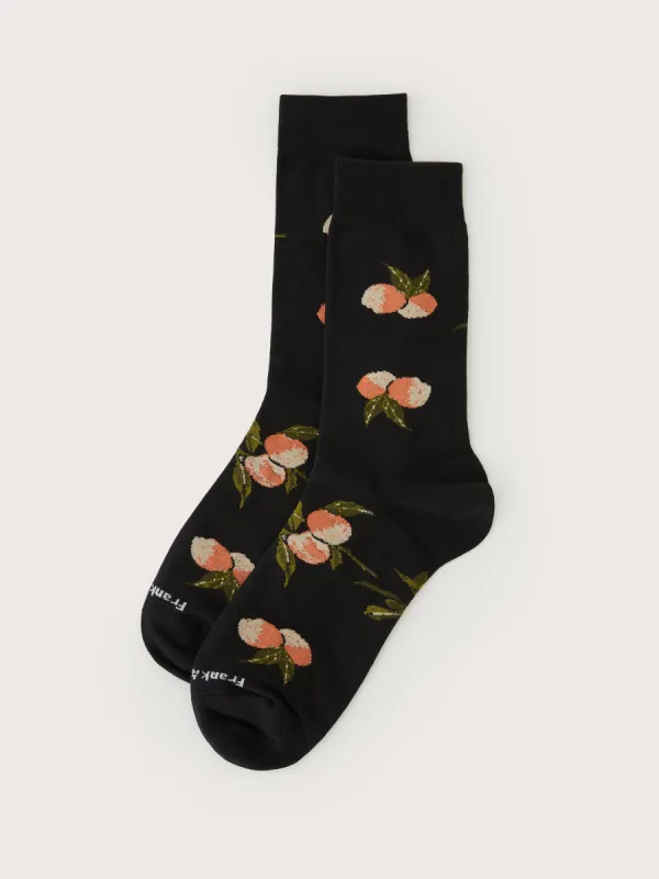 The Printed Calf-Length Socks in Black sold by Frank & Oak