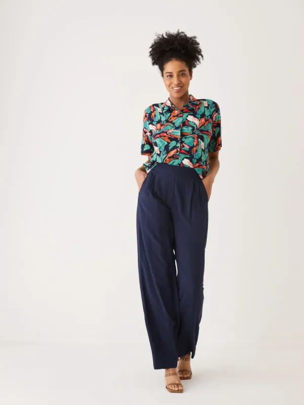The Sally Wide Leg Pant in Navy sold by Frank & Oak