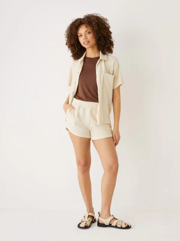 The Plush Retro Short in Beige sold by Frank & Oak