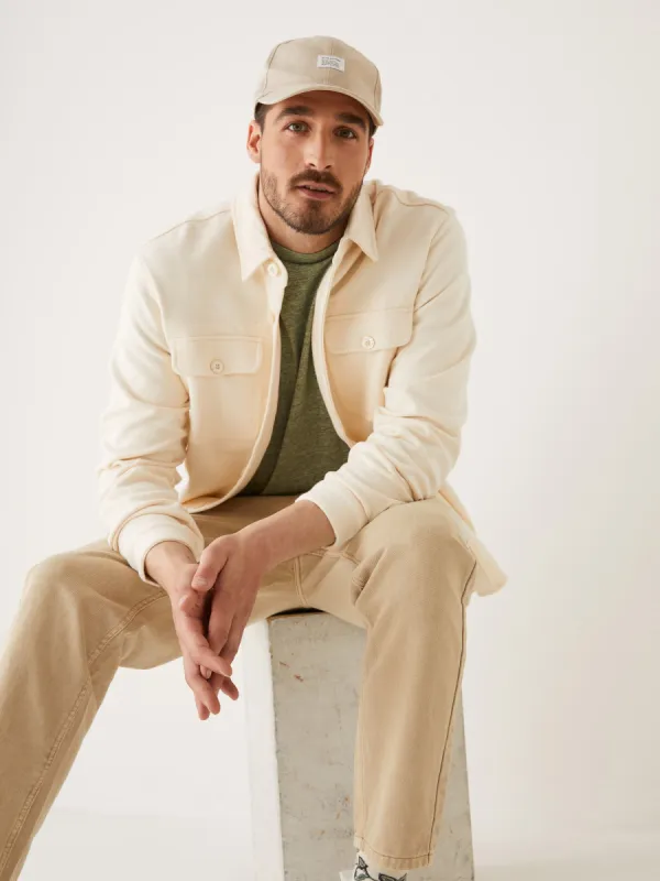 The French Terry Overshirt in Sherbet Yellow sold by Frank & Oak