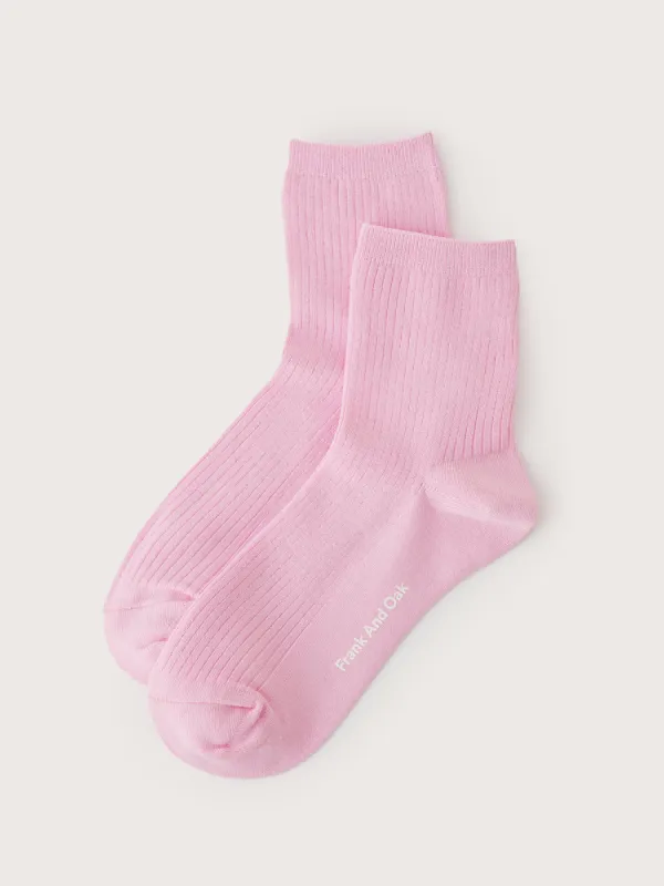 The Organic Cotton Ribbed Socks in Pink sold by Frank & Oak