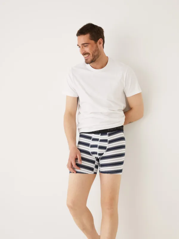 The Striped Boxer Brief in Bright White sold by Frank & Oak