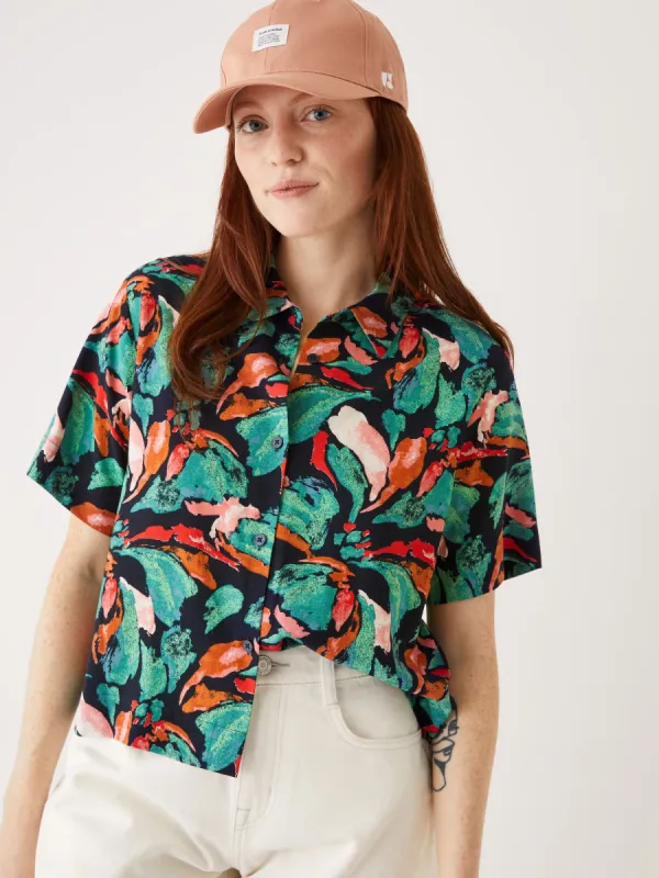 The Boxy Floral Blouse in Navy made by Frank & Oak