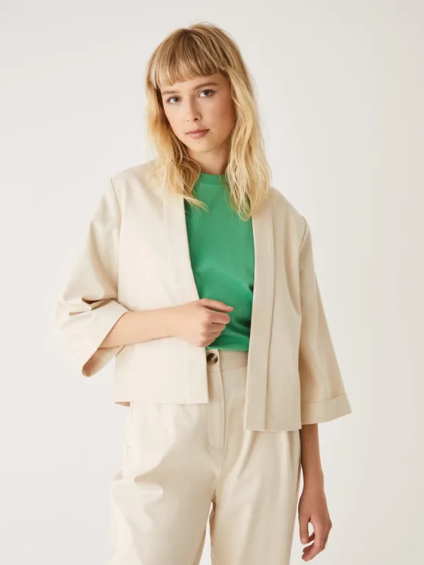 The Cropped Overpiece in Beige sold by Frank & Oak