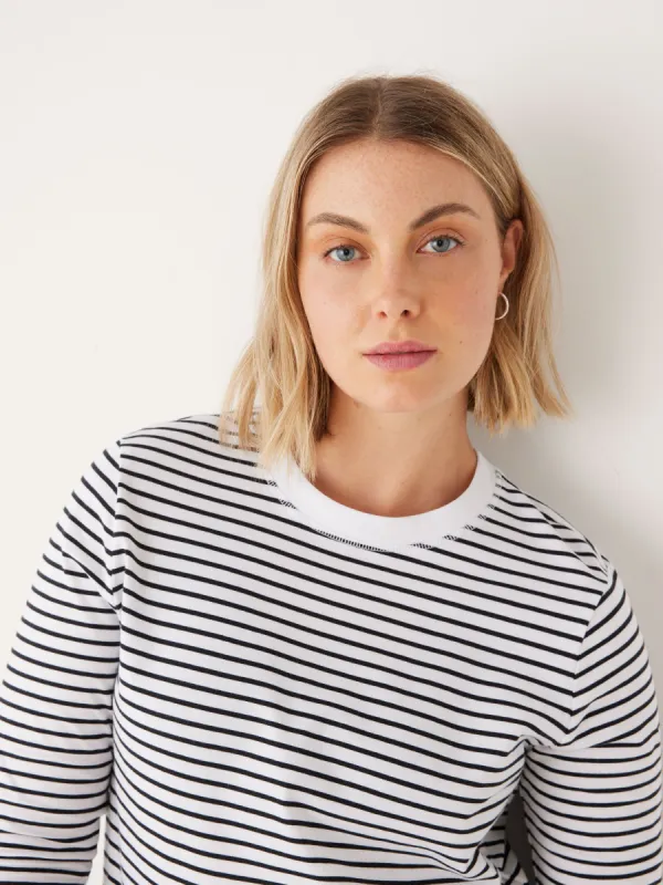 The Long Sleeve Striped T-Shirt in White sold by Frank & Oak