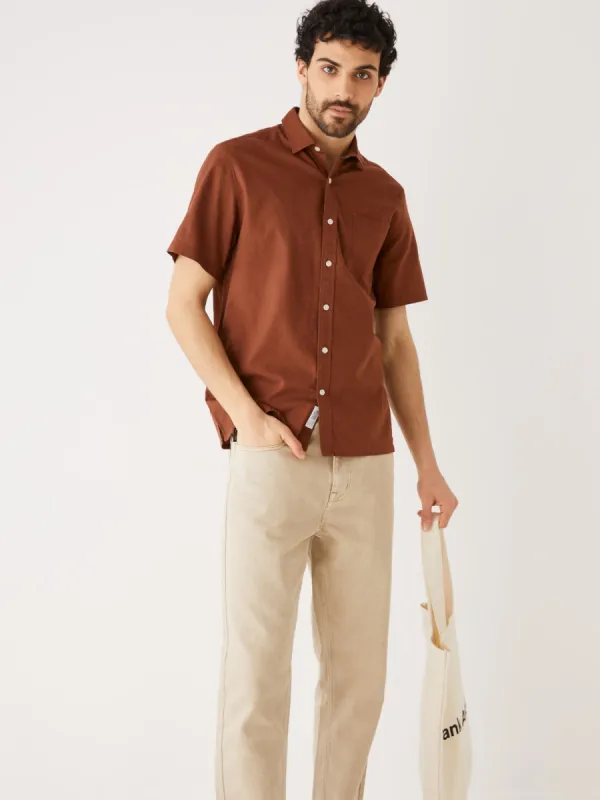The Short Sleeve Hemp Shirt in Tortoise Brown sold by Frank & Oak