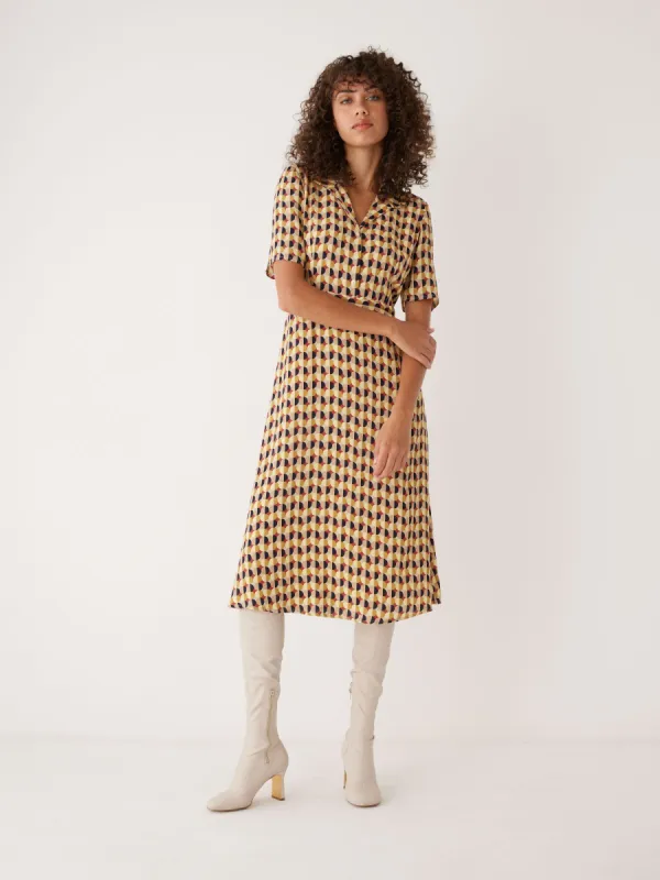 The Printed Poet Collar Long Dress in Daisy sold by Frank & Oak
