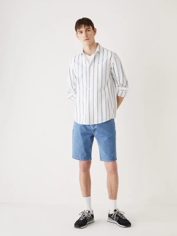 The Striped Kapok Shirt in Dark Blue sold by Frank & Oak