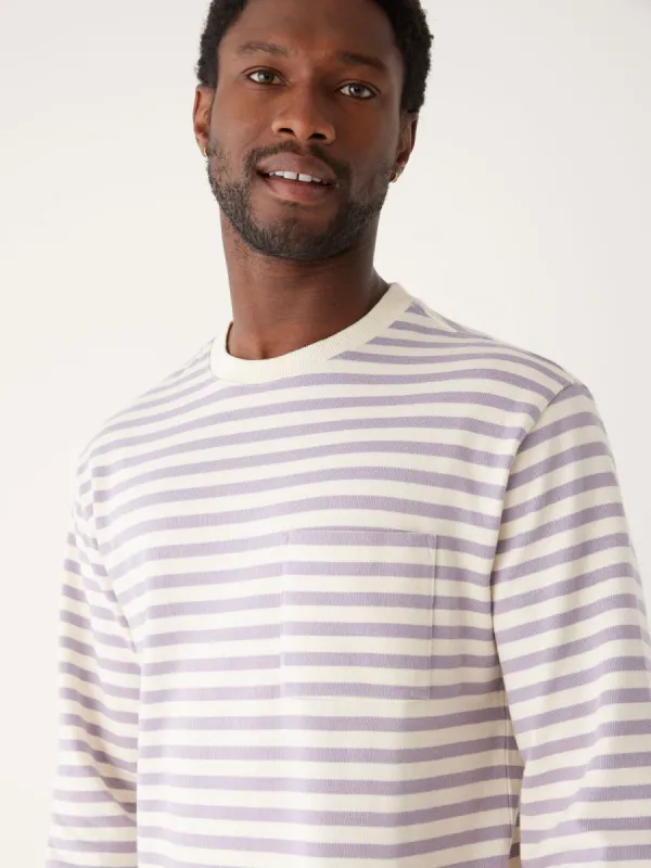 The Long Sleeve Striped T-Shirt in Lavender Grey sold by Frank & Oak