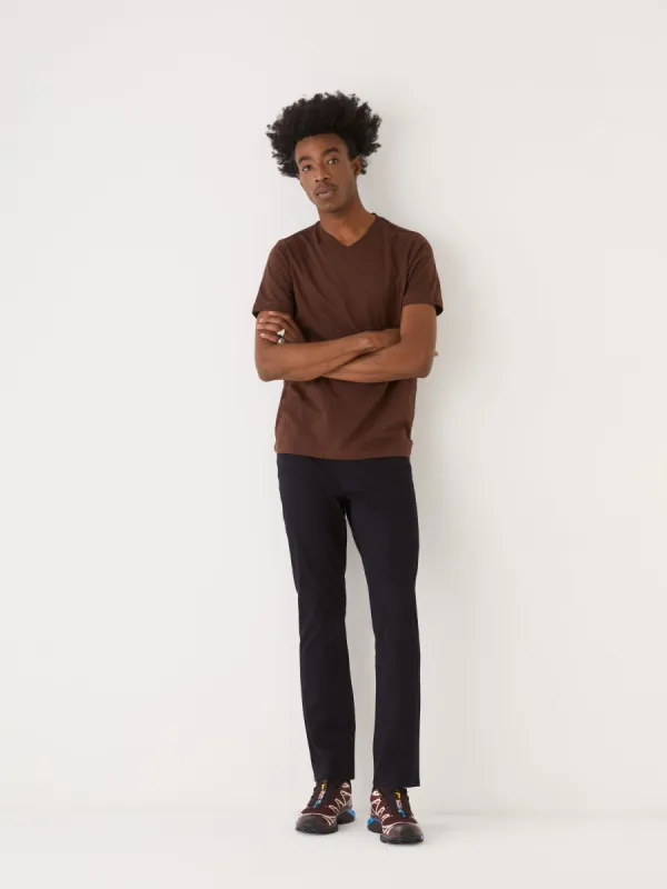 The Slim V-Neck T-Shirt in Dark Coffée sold by Frank & Oak