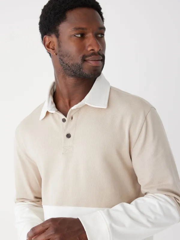 The Long Sleeve Rugby Polo in Hummus sold by Frank & Oak