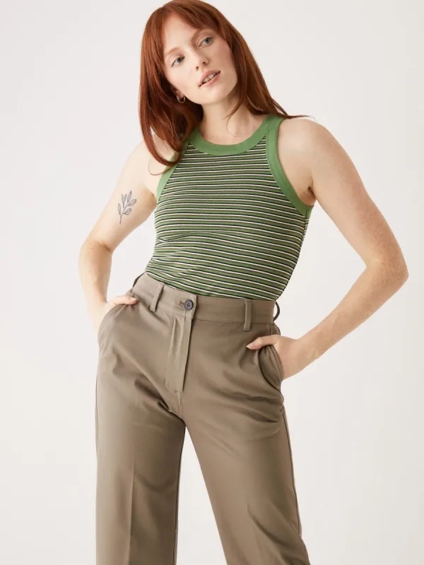 The Organic Cotton Rib Tank Top in Green sold by Frank & Oak