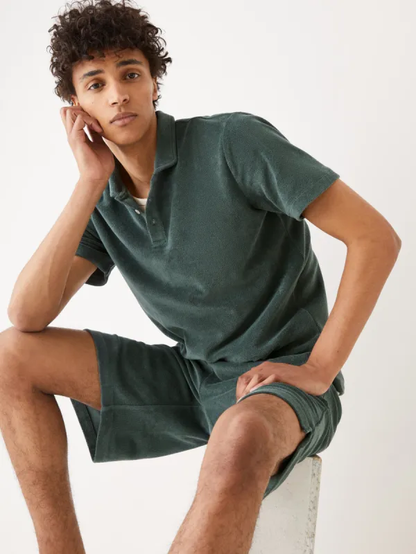 The Terry Cloth Relaxed Fit Short in Green sold by Frank & Oak