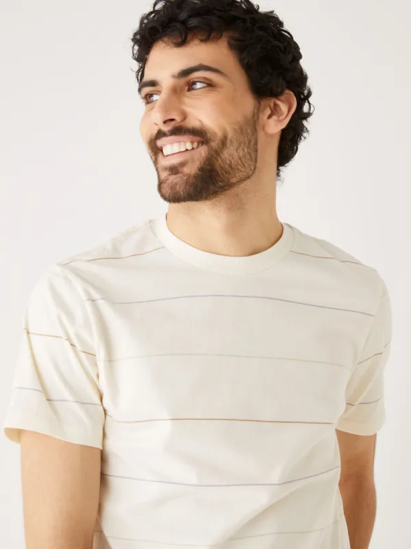 The Striped Slim Fit T-Shirt in White made by Frank & Oak