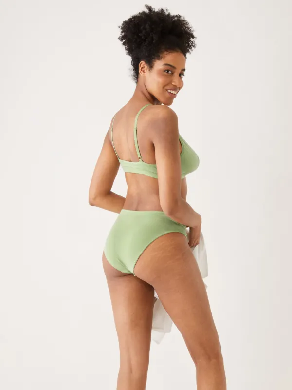 The Fluid Bikini Panty in Basil Green sold by Frank & Oak