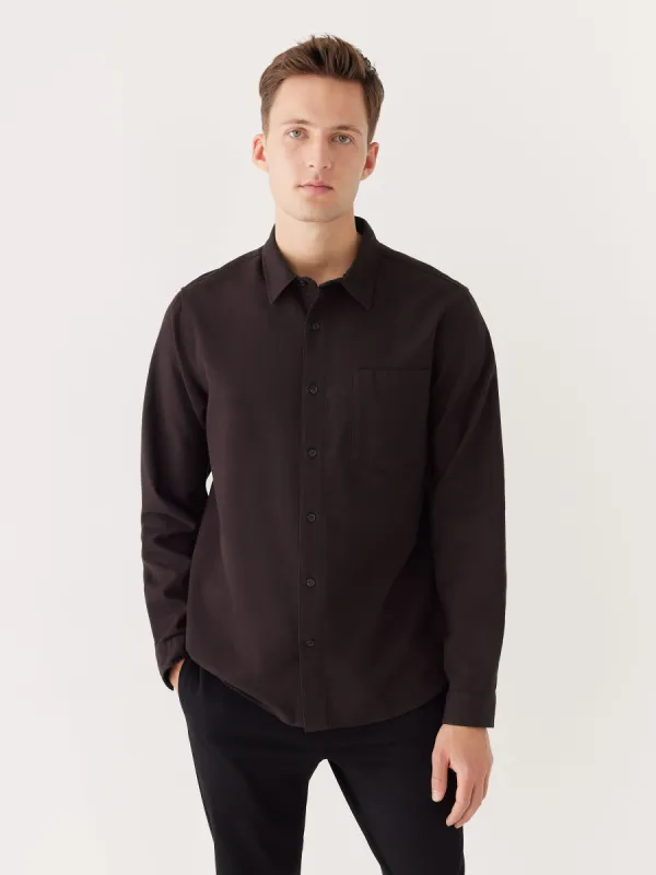 The Yak Wool Flannel Shirt in Dark Brown sold by Frank & Oak