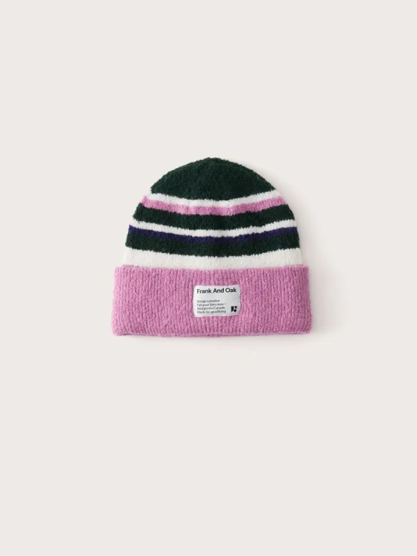 The Colour Block Seawool® Beanie in Pink sold by Frank & Oak
