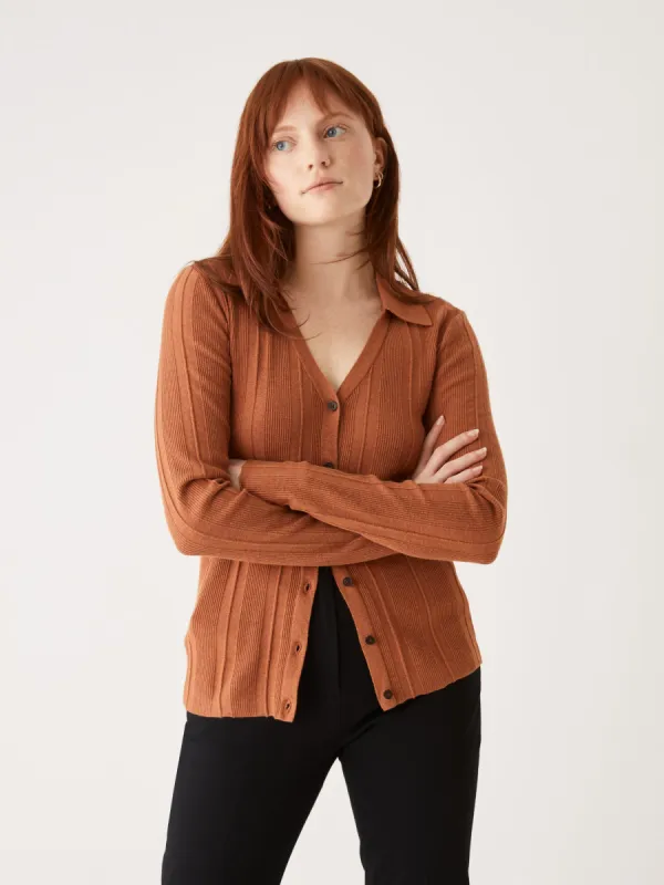 The Button Up Polo in Cinnamon brown sold by Frank & Oak