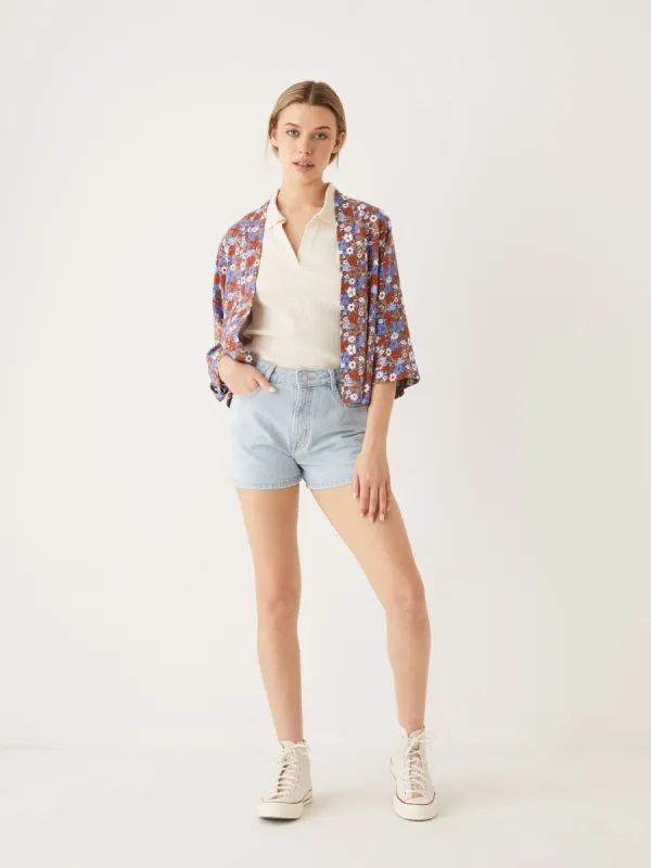 The Cropped Floral Overpiece in Dazzling Blue sold by Frank & Oak