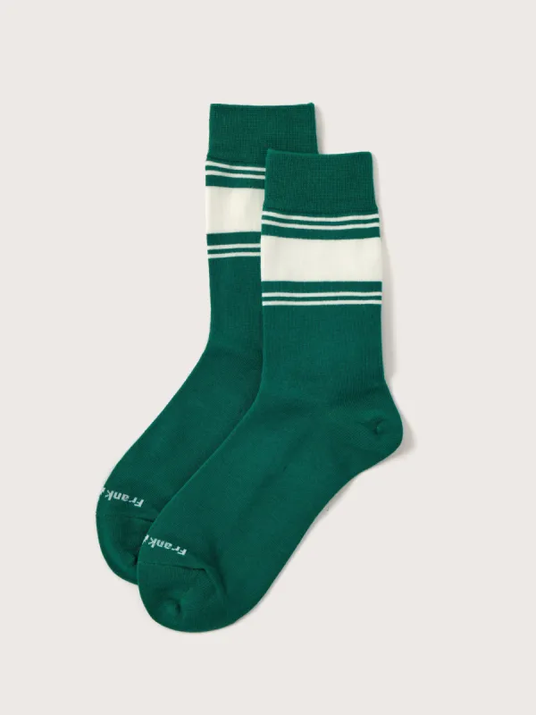 The Calf-Length Varsity Socks in Evergreen sold by Frank & Oak