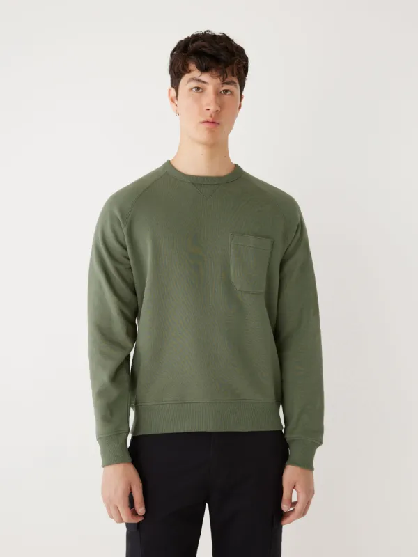 The French Fleece Crewneck in Olive Green sold by Frank & Oak
