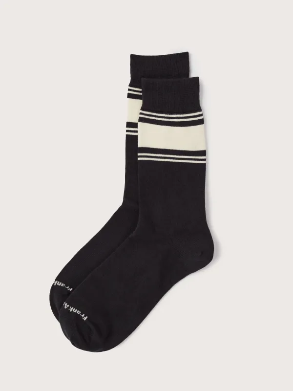 The Varsity Calf-Length Socks in Deep Blue sold by Frank & Oak