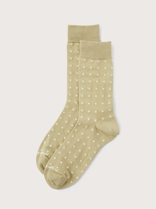 The Dotted Calf-Length Socks in Faded Green sold by Frank & Oak