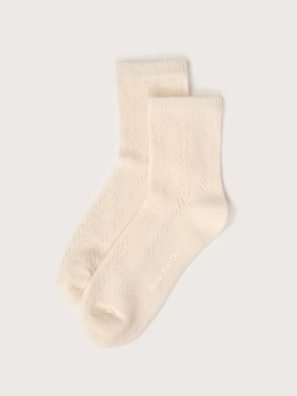 The Quarter Length Pointelle Socks in Light Pink sold by Frank & Oak