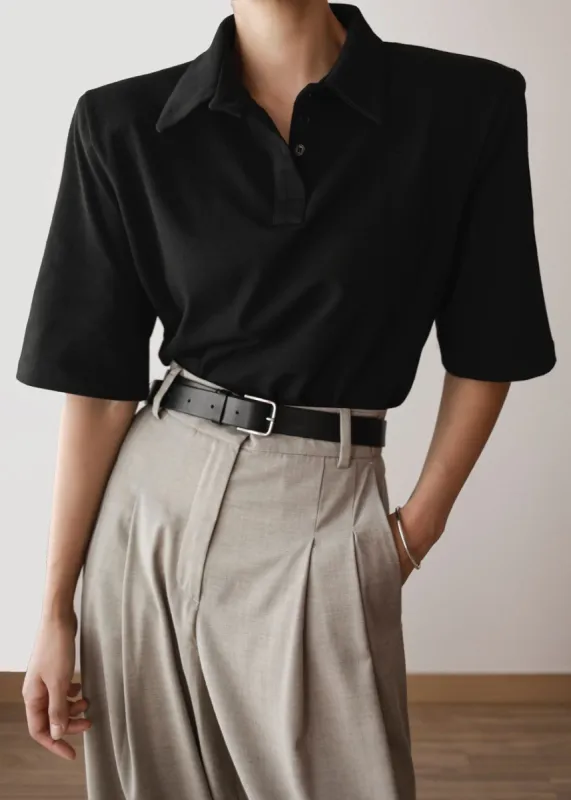 Rane Padded Shoulder Polo - Black sold by Frankie Shop