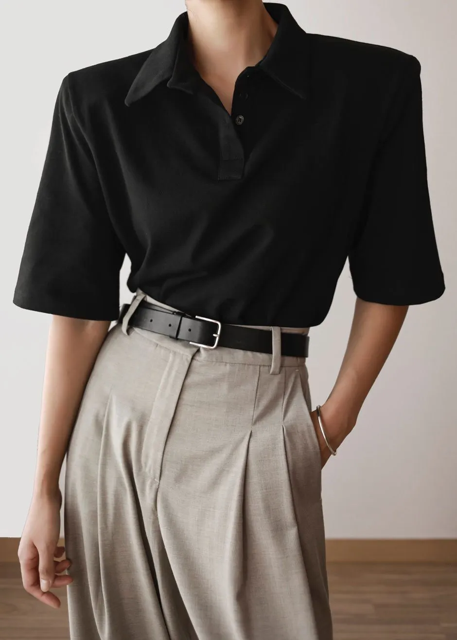 Rane Padded Shoulder Polo - Black sold by Frankie Shop