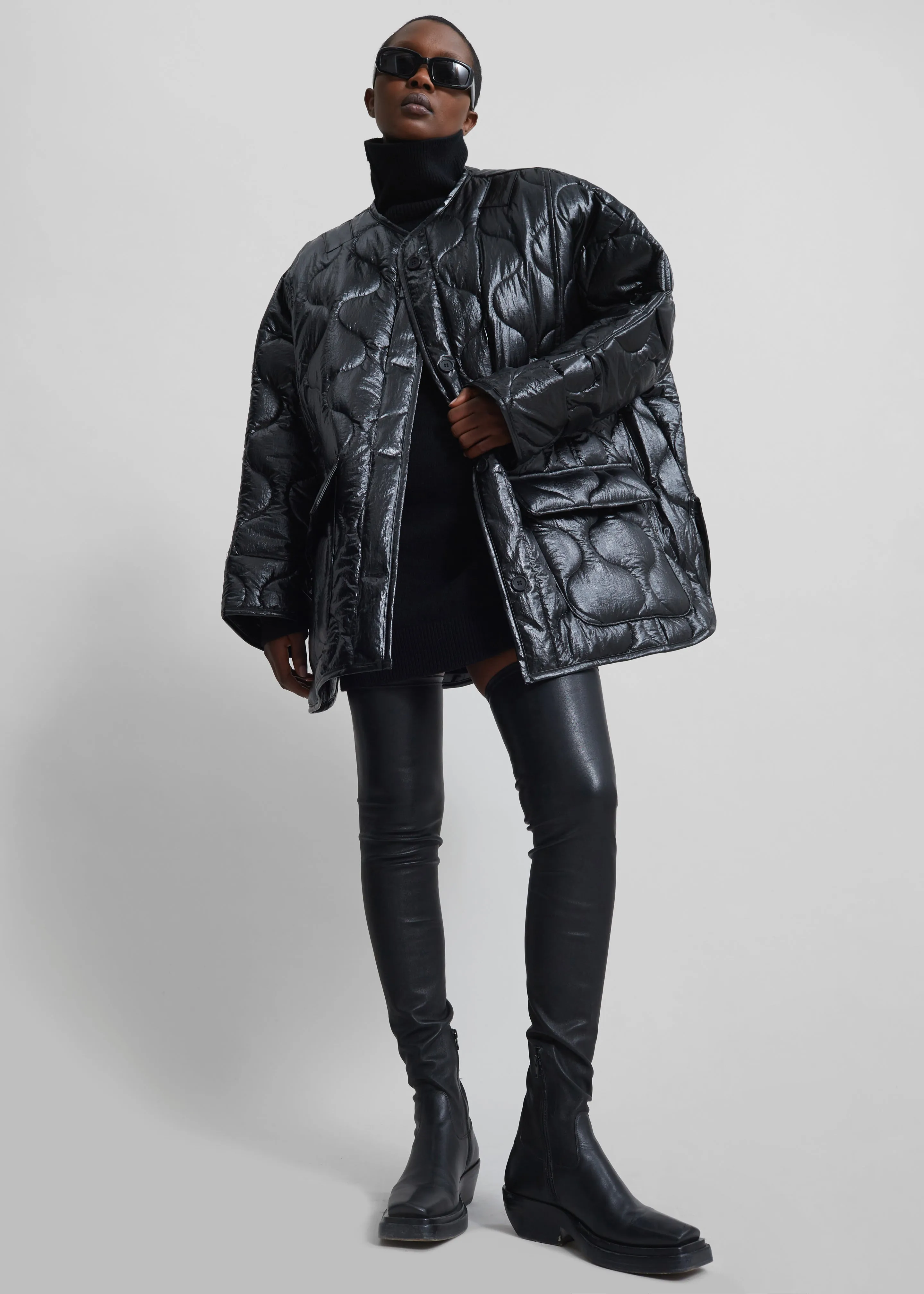 Teddy Quilted Jacket - Glossy Black sold by Frankie Shop product image thumbnail 2