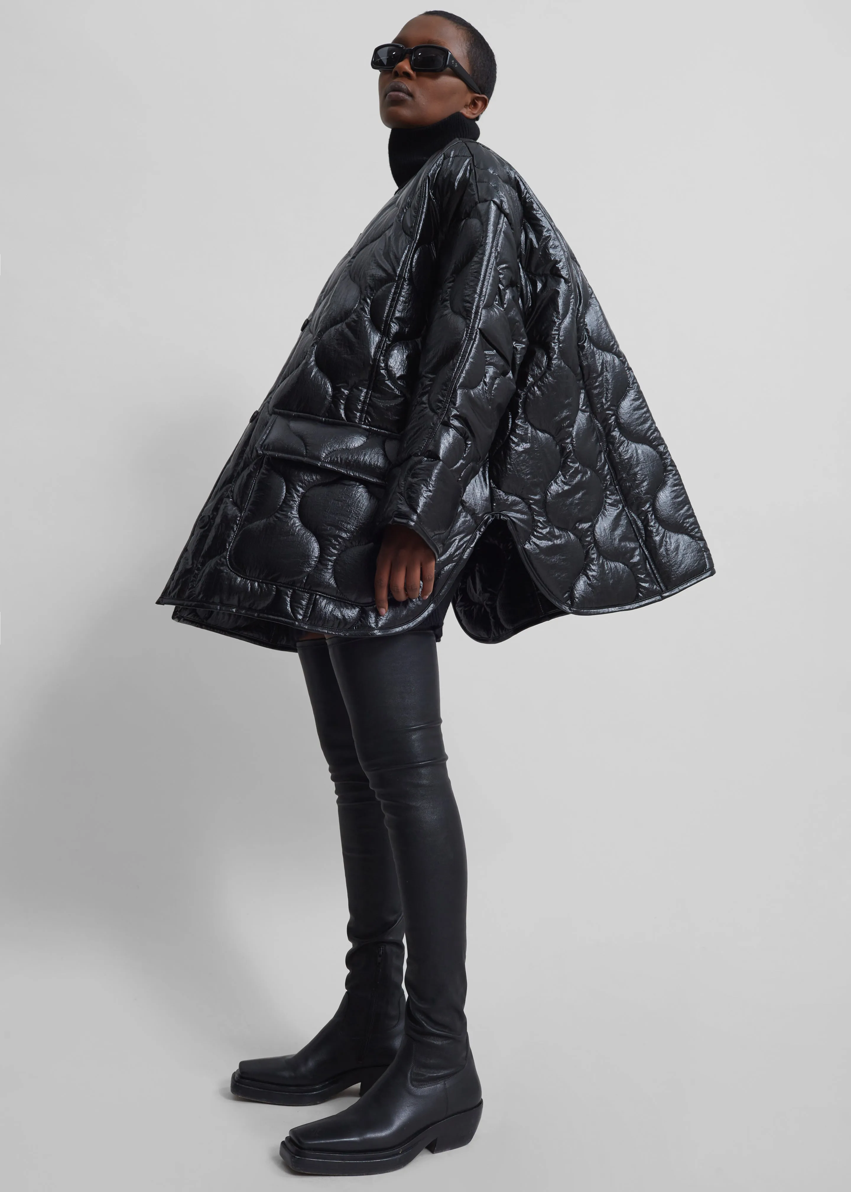 Teddy Quilted Jacket - Glossy Black sold by Frankie Shop