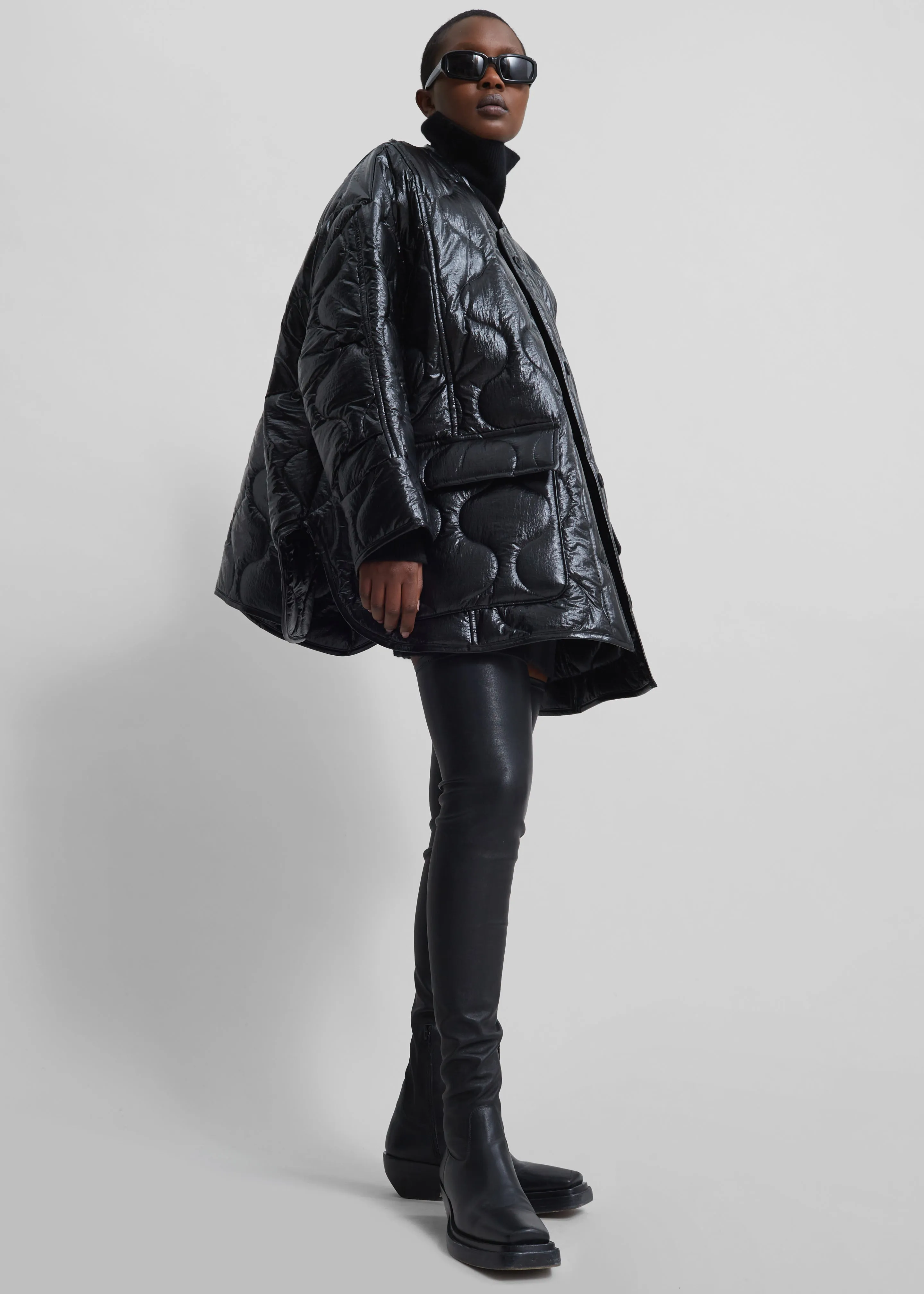 Teddy Quilted Jacket - Glossy Black sold by Frankie Shop product image thumbnail 5