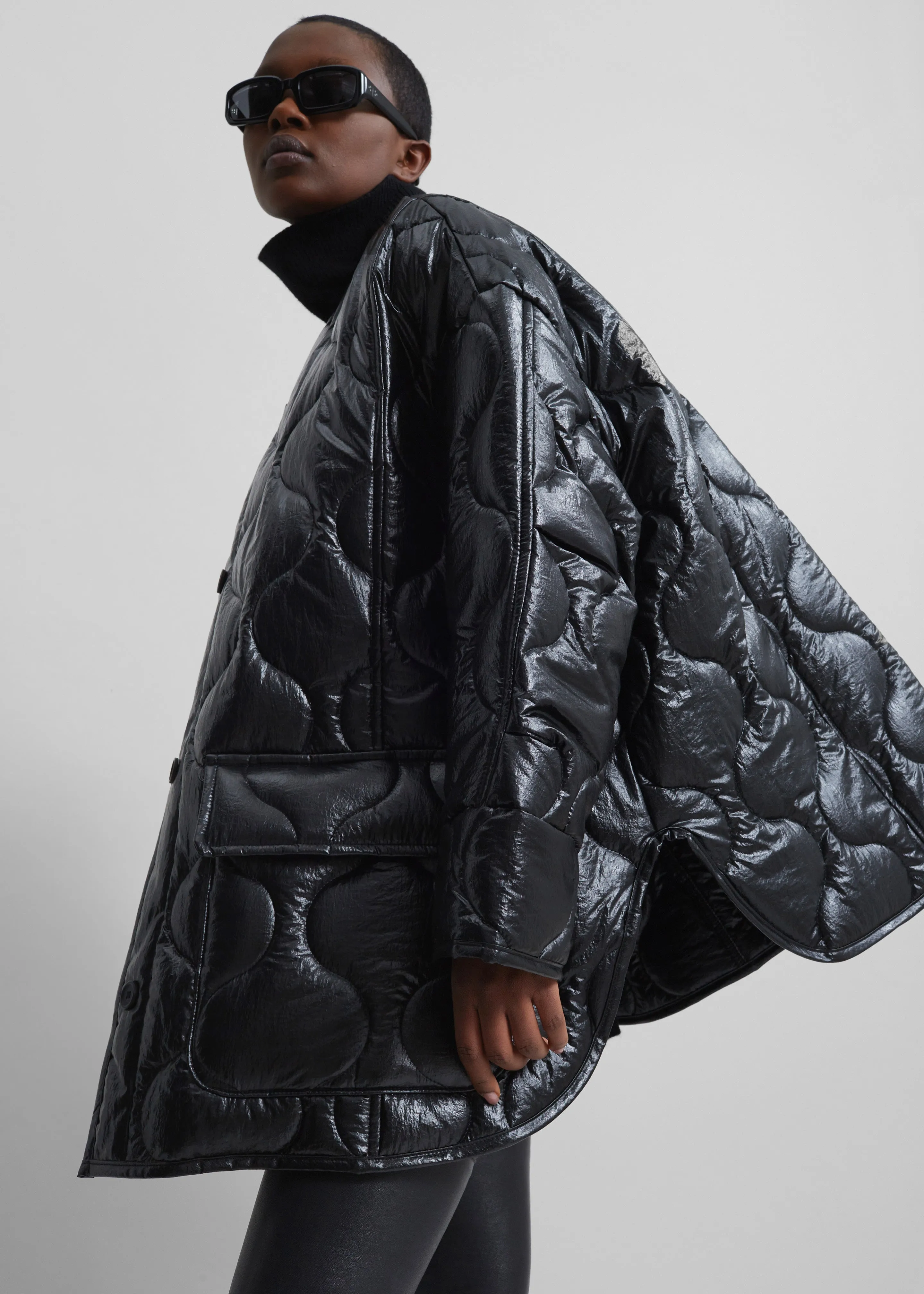 Teddy Quilted Jacket - Glossy Black sold by Frankie Shop product image thumbnail 3