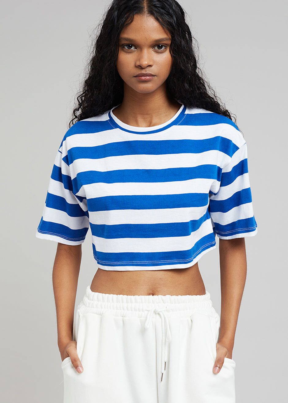 Karina Cropped T-Shirt - Cobalt/White sold by Frankie Shop product image thumbnail 2