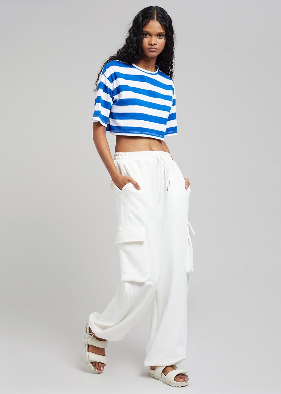 Karina Cropped T-Shirt - Cobalt/White sold by Frankie Shop product image thumbnail 3