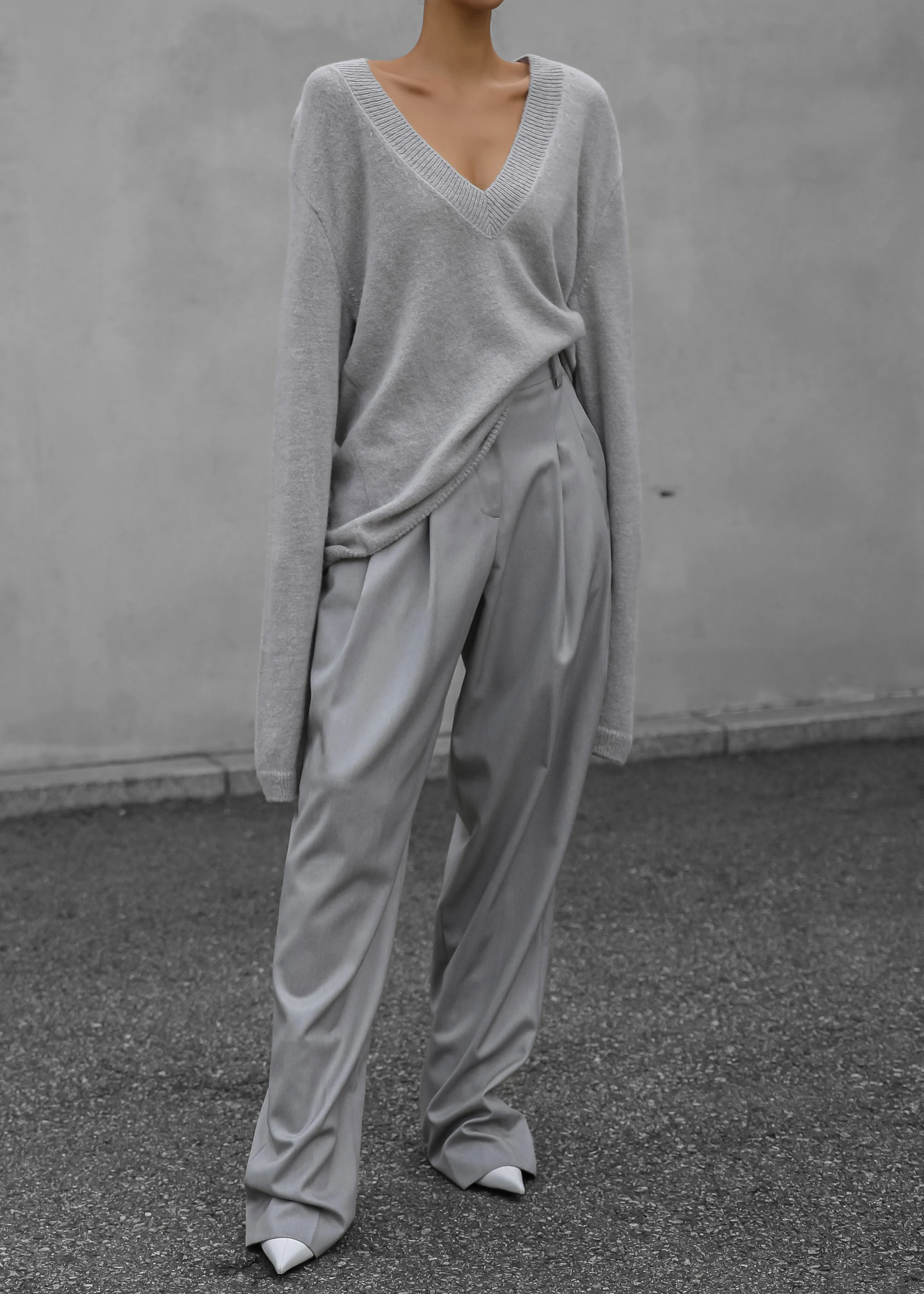 Brayden V Neck Sweater - Light Grey sold by Frankie Shop product image thumbnail 3