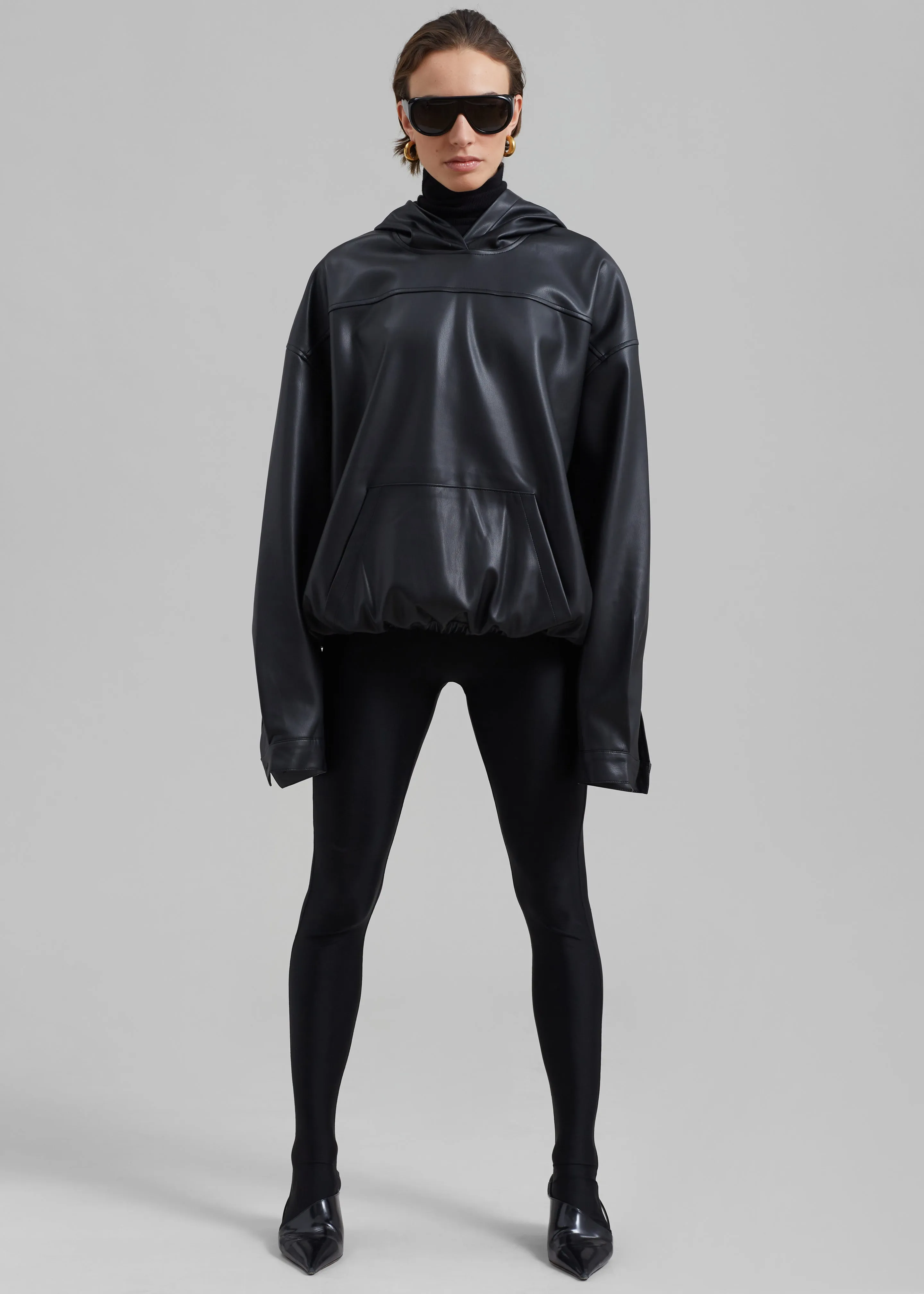 Aston Faux Leather Hooded Pullover - Black sold by Frankie Shop product image thumbnail 2