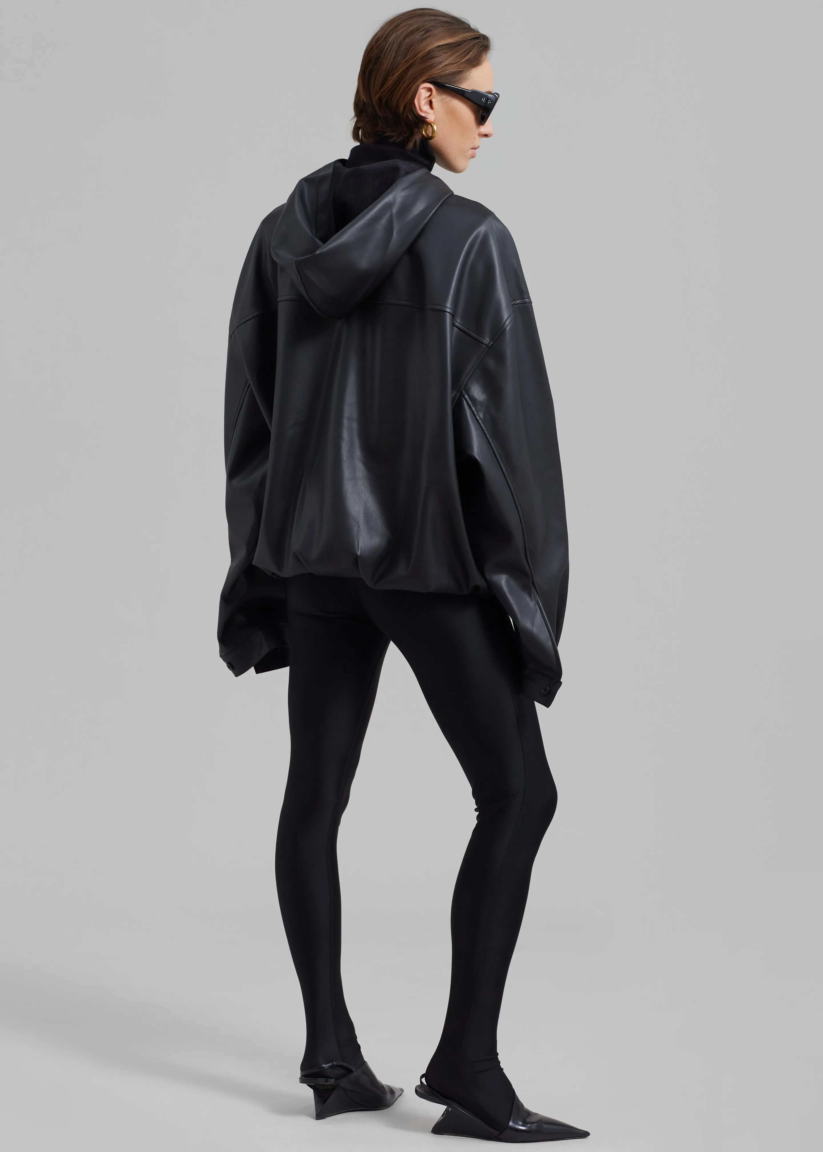 Aston Faux Leather Hooded Pullover - Black sold by Frankie Shop product image thumbnail 5