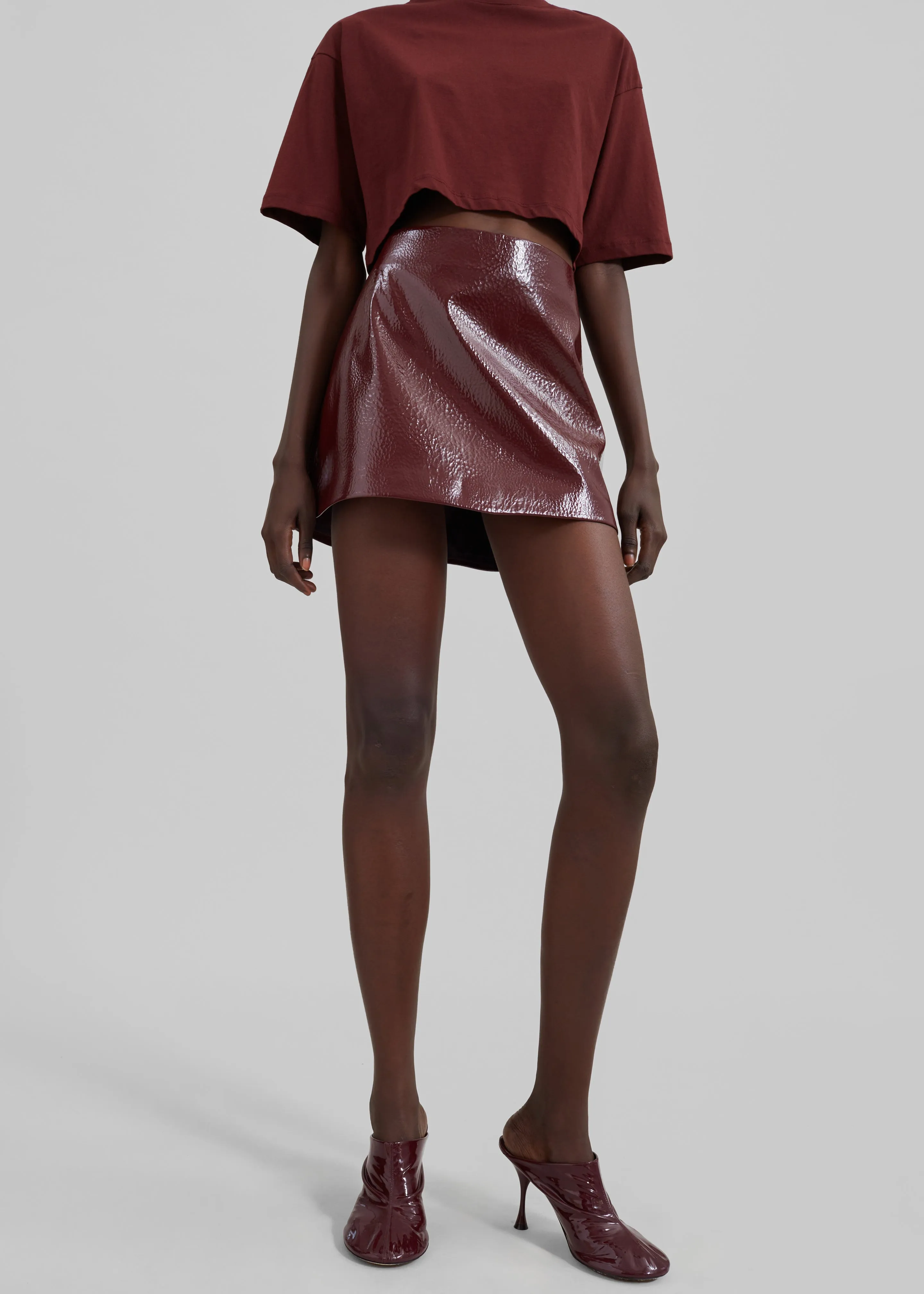 Mary Crackled Faux Leather Mini Skirt - Burgundy sold by Frankie Shop product image thumbnail 3