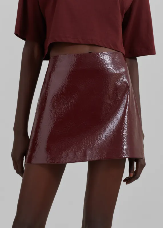 Mary Crackled Faux Leather Mini Skirt - Burgundy sold by Frankie Shop