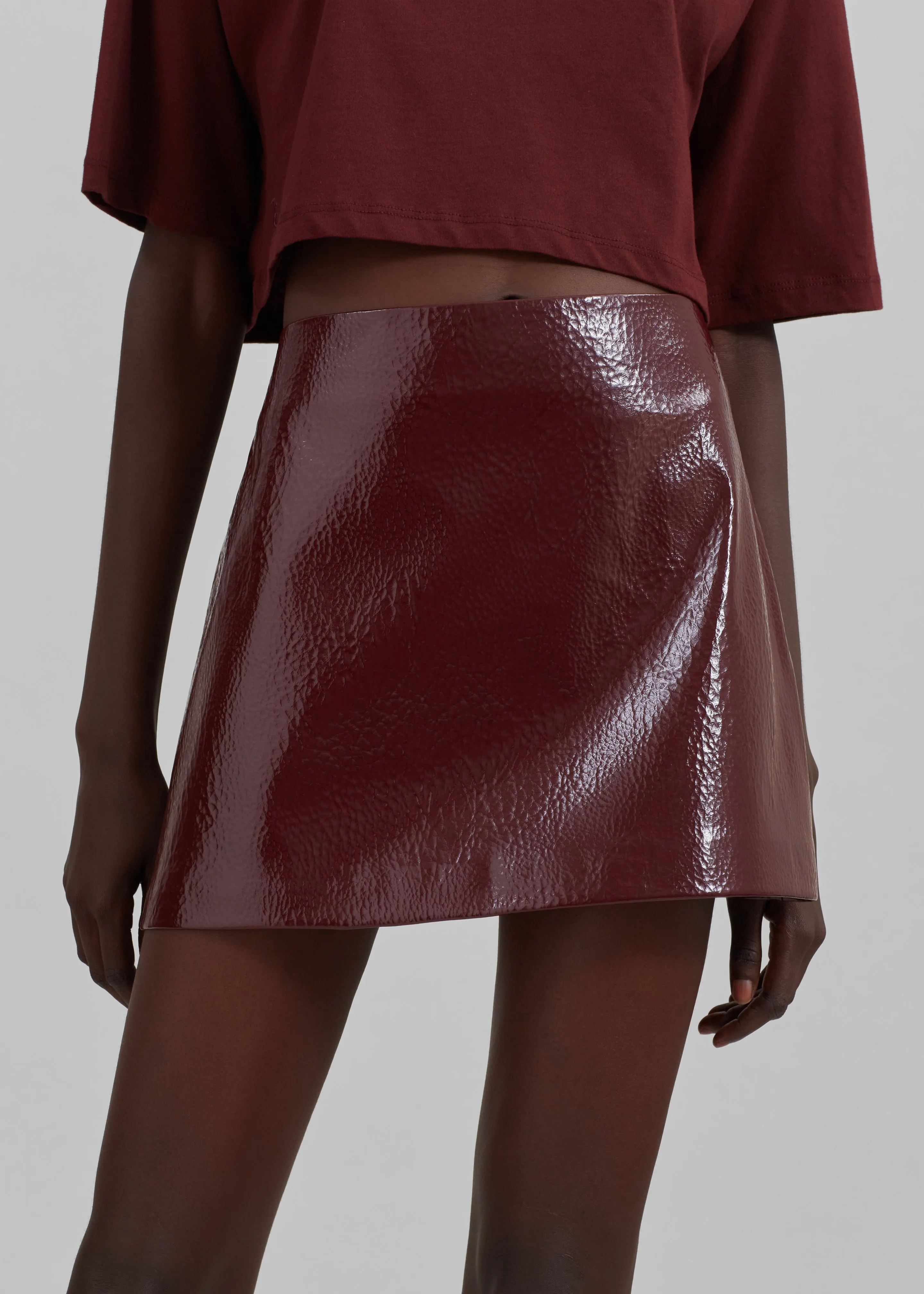 Mary Crackled Faux Leather Mini Skirt - Burgundy sold by Frankie Shop